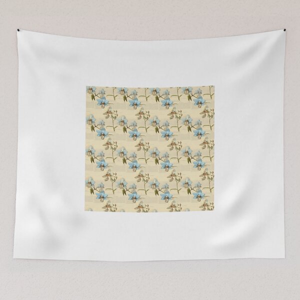 Item preview, Light Blue Orchid Vintage Herbarium Page in Sepia Tones designed and sold by BloomPattern.