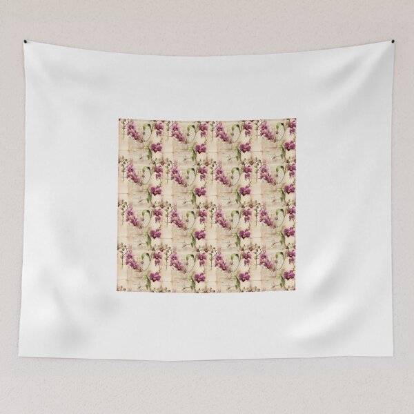 Item preview, Purple Orchid Vintage Herbarium Page in Sepia Tones designed and sold by BloomPattern.