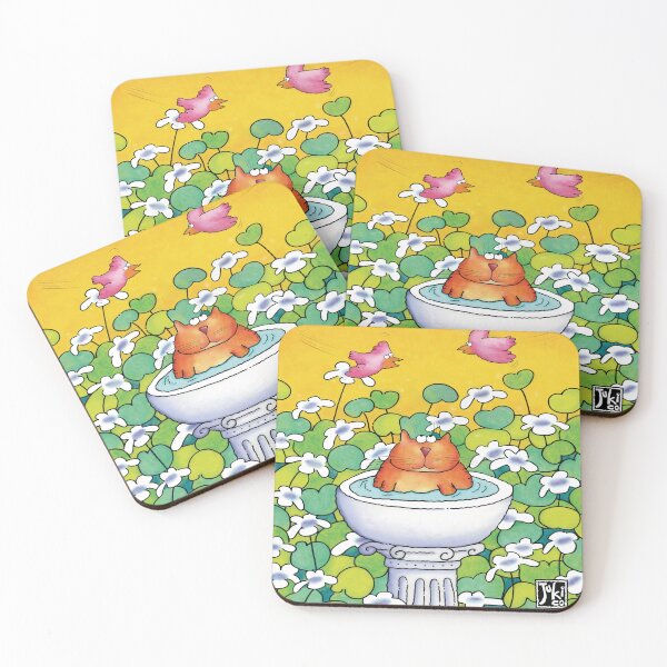 Item preview, cheeky cat in the bird bath designed and sold by jukico.