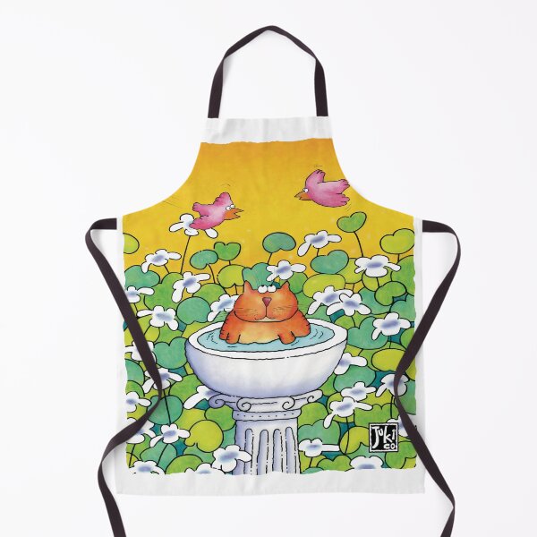 Item preview, cheeky cat in the bird bath designed and sold by jukico.
