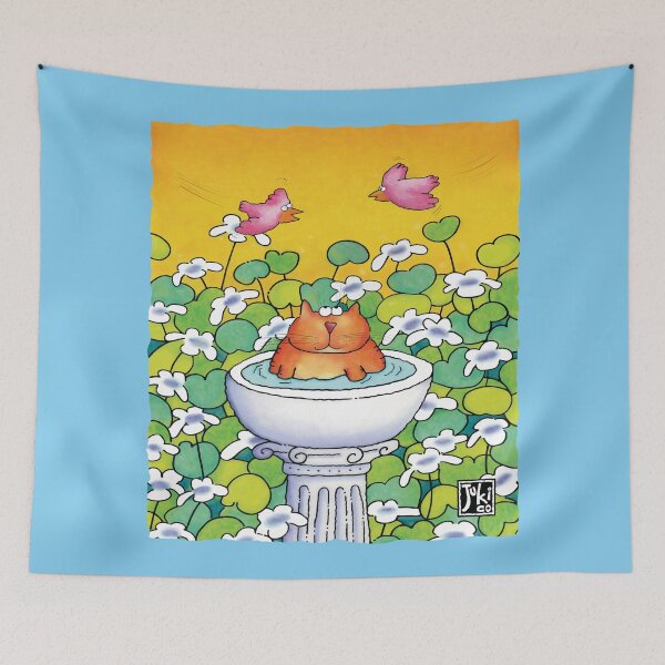 Item preview, cheeky cat in the bird bath designed and sold by jukico.
