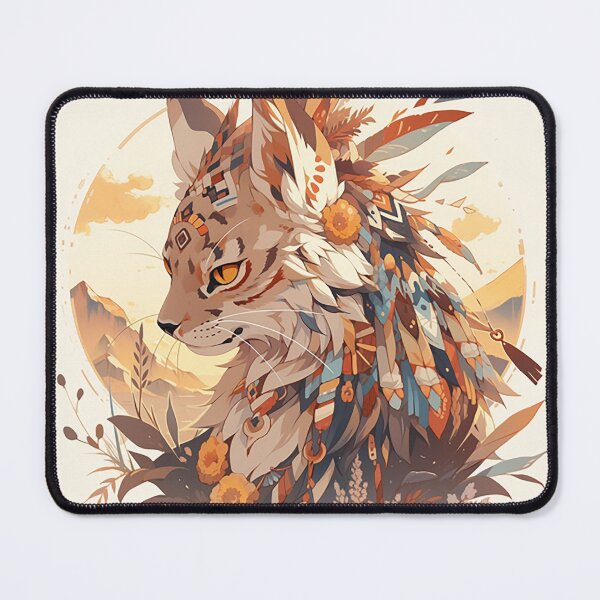 Item preview, Desert Mirage Lynx: Sunray Fur & Dune Motifs in Golden Hues designed and sold by PaintbrushPlace.