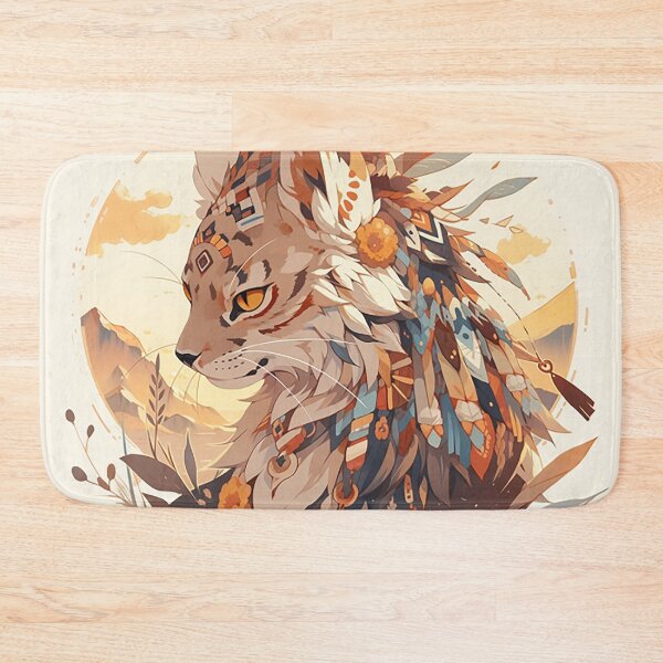 Item preview, Desert Mirage Lynx: Sunray Fur & Dune Motifs in Golden Hues designed and sold by PaintbrushPlace.