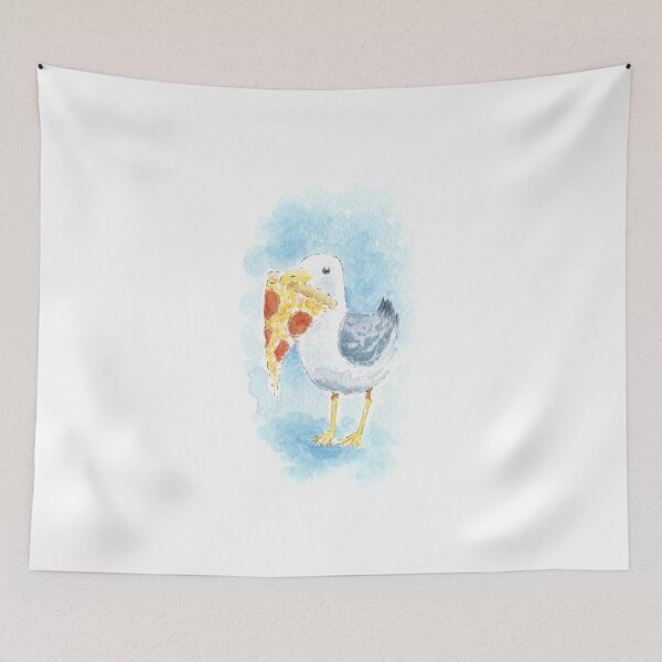 Item preview, Seagull with Pizza Watercolour designed and sold by Brett Miley.