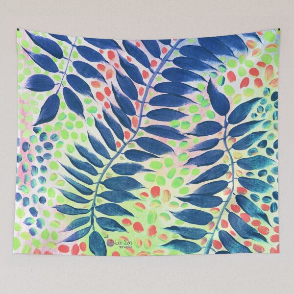 Item preview, Radiant Leaves - Blue Green Orange designed and sold by BlueZenStudio.