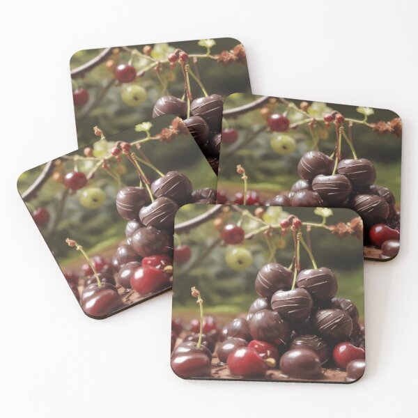 Item preview, The image of cherries covered with milk chocolate, summer, wallpaper designed and sold by Damian Sobczyk.