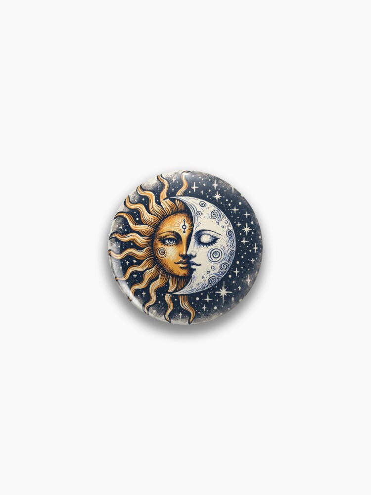 Vintage Sun and Moon Solar Eclipse