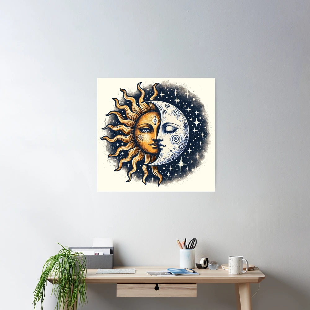 Vintage Sun and Moon Solar Eclipse' Poster for Sale by Conhuir | Redbubble