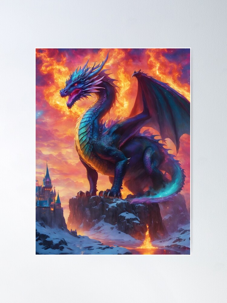 Red Dragon Fighting Blue Dragon – trendy poster – Photowall