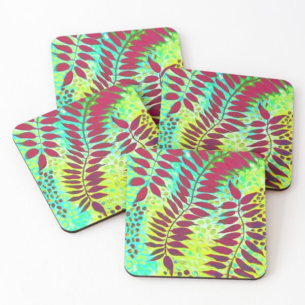 Item preview, Radiant Leaves - Deep red Yellow Blue designed and sold by BlueZenStudio.