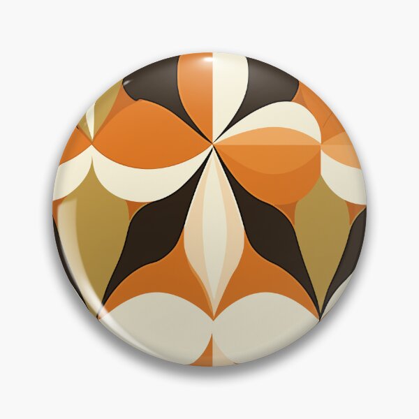 Item preview, Orangy Geometric Blooms Mid Century Modern Elegance designed and sold by MidModMaison.