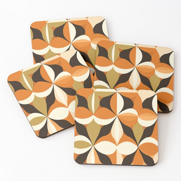 Item preview, Orangy Geometric Blooms Mid Century Modern Elegance designed and sold by MidModMaison.