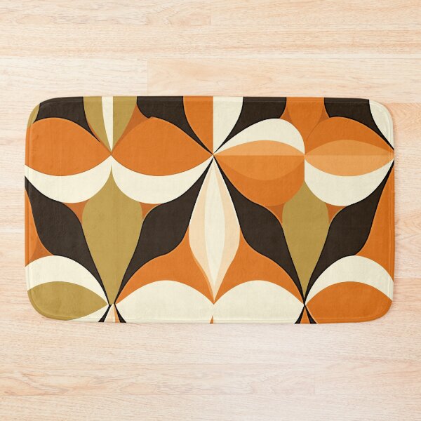 Item preview, Orangy Geometric Blooms Mid Century Modern Elegance designed and sold by MidModMaison.