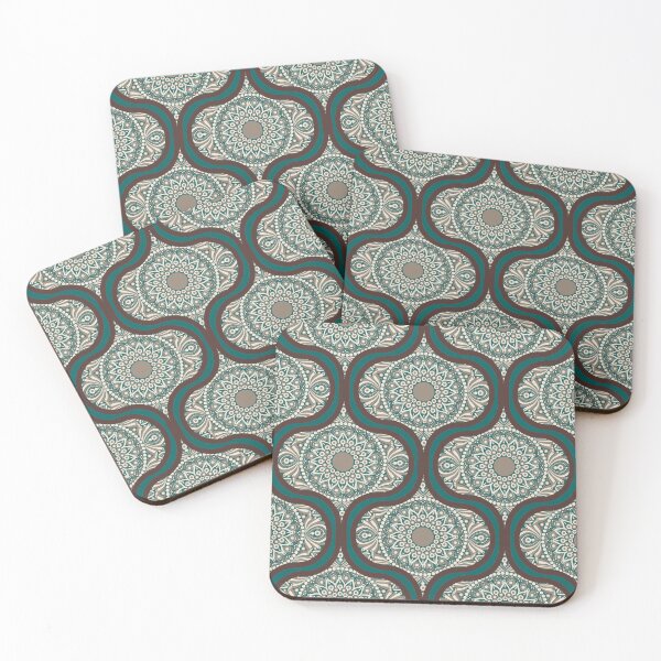 Item preview, Chocolate and Teal Cafe Latte Dot Mandala Ogee designed and sold by Triplicate Limited.