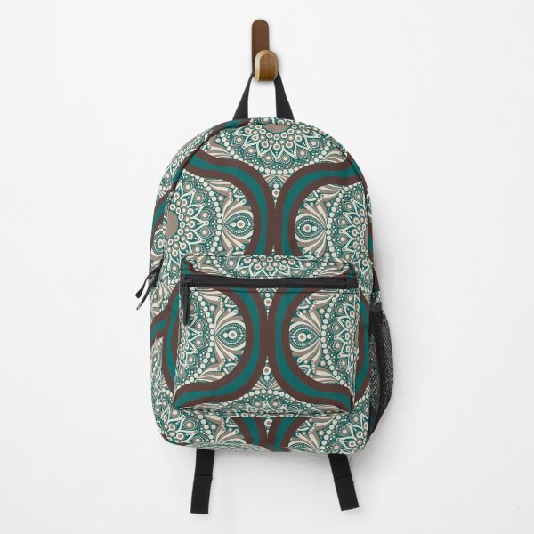 Item preview, Chocolate and Teal Cafe Latte Dot Mandala Ogee designed and sold by Triplicate Limited.