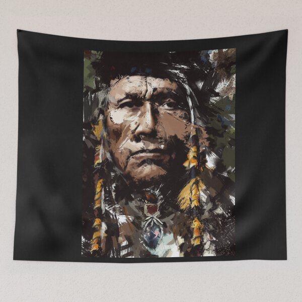 Item preview, Native American Chief Portrait Vintage abstract art designed and sold by Naumovski.