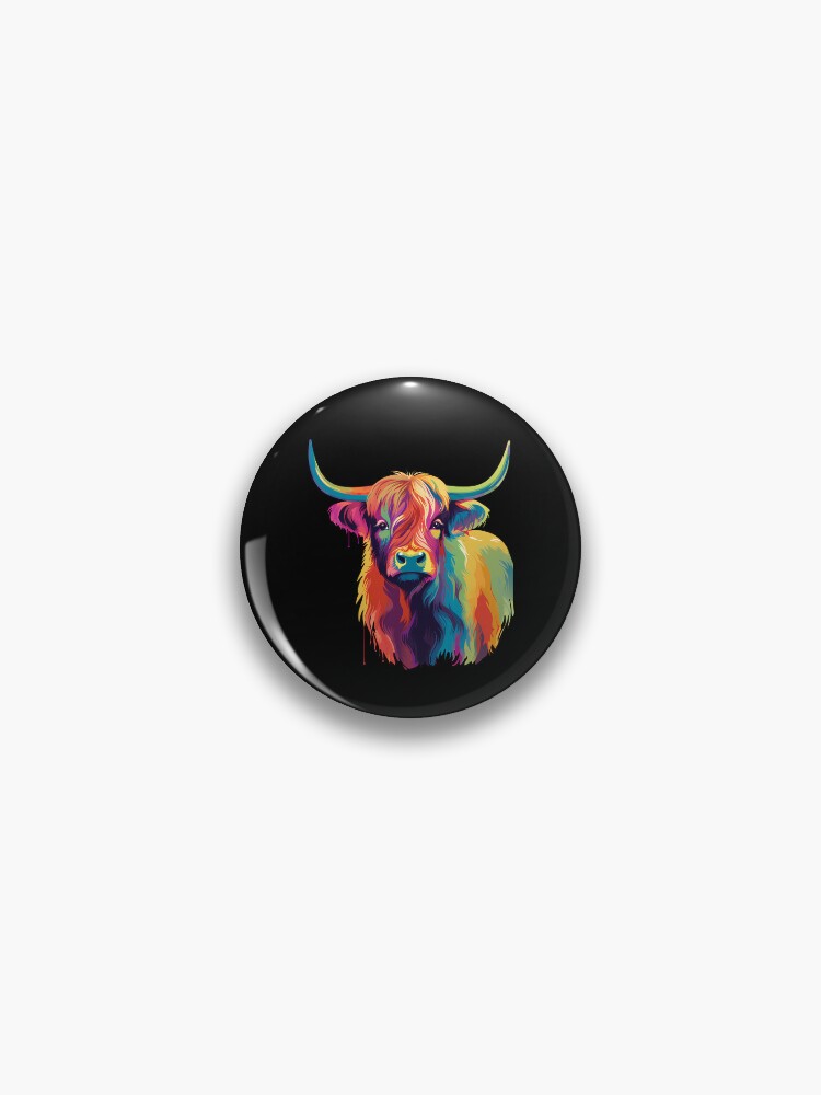 Imagen 1 de 3, Chapa con la obra Colorful Pop Art Highland Cow, diseñada y vendida por Ripper19.