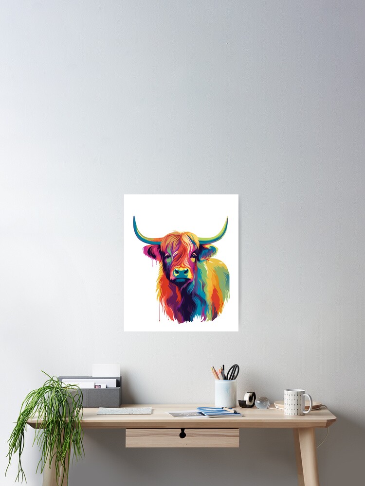 Thumbnail 2 von 3, Poster, Colorful Pop Art Highland Cow designt und verkauft von Ripper19.