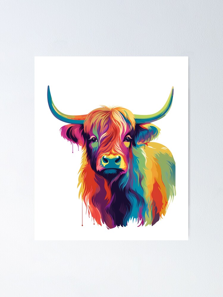 Thumbnail 1 von 3, Poster, Colorful Pop Art Highland Cow designt und verkauft von Ripper19.