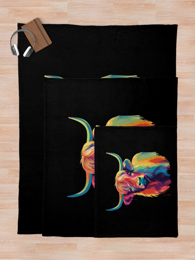 Imagen 5 de 6, Manta con la obra Colorful Pop Art Highland Cow, diseñada y vendida por Ripper19.
