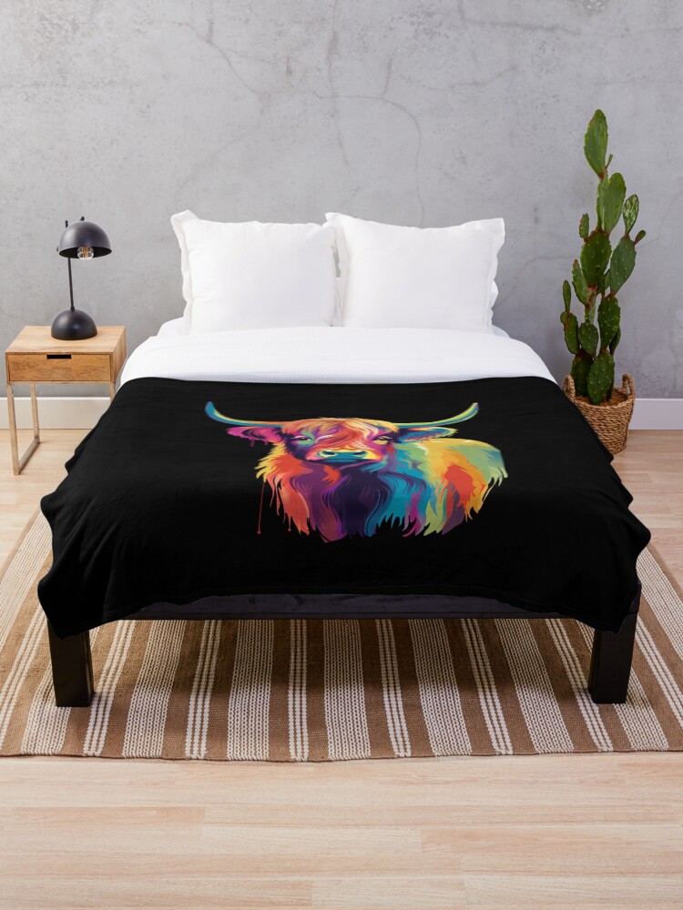 Imagen 1 de 6, Manta con la obra Colorful Pop Art Highland Cow, diseñada y vendida por Ripper19.
