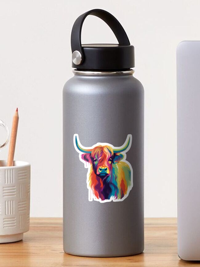 Imagen 1 de 3, Pegatina con la obra Colorful Pop Art Highland Cow, diseñada y vendida por Ripper19.