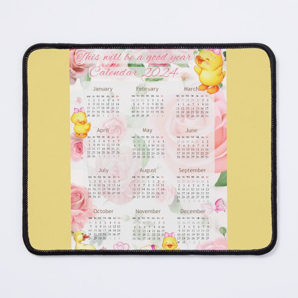 Item preview, Adorable Calendar 2024: Cute Minimal Pink Roses and Little Yellow Ducks designed and sold by Thanatphak Tansakul.