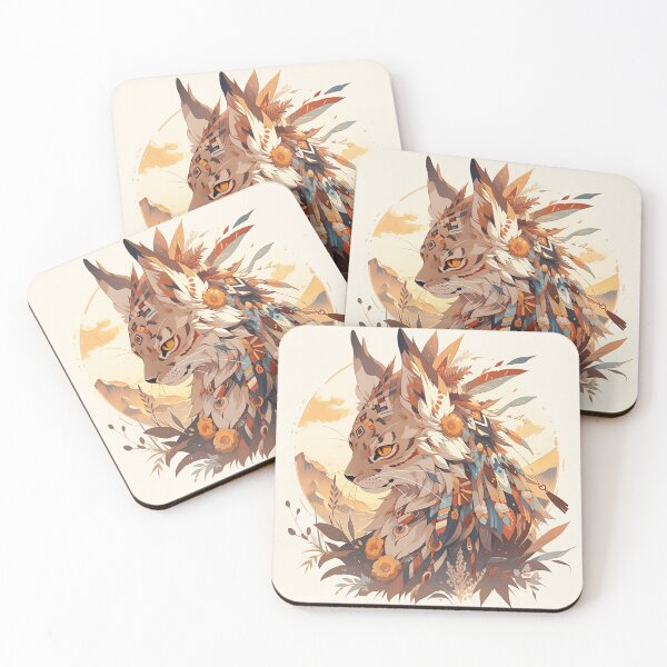 Item preview, Desert Mirage Lynx: Sunray Fur & Dune Motifs in Golden Hues designed and sold by PaintbrushPlace.