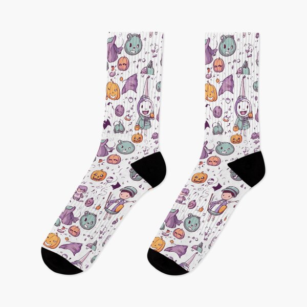 Item preview, Halloween cartoon patterns on purple background designed and sold by Eastbavin.