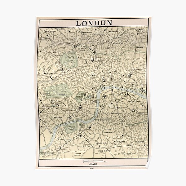 Vintage Map of London England (1901) Poster
