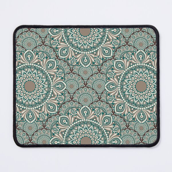 Item preview, Chocolate and Teal Cafe Latte Dot Mandala Scallop Tile designed and sold by Triplicate Limited.