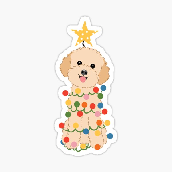 Item preview, Apricot Toy Poodle Christmas Tree  designed and sold by Lulupainting.