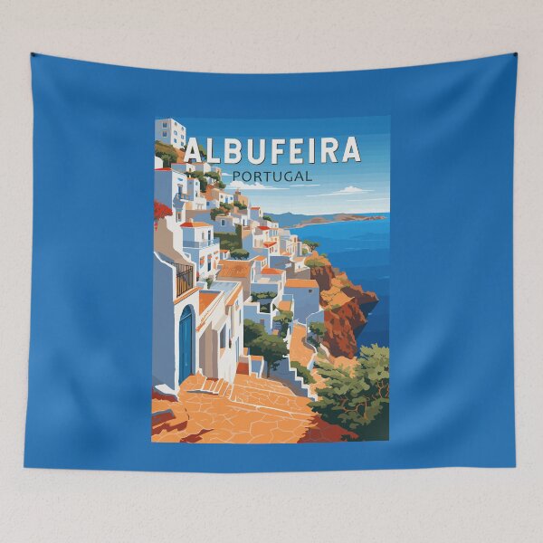 Item preview, Albufeira Portugal Travel Art Vintage designed and sold by KrisSidDesigns.