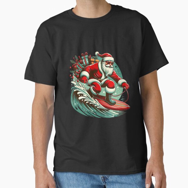Aperçu de l'œuvre Père Noël chevauchant les vagues créée et vendue par PictoParade.