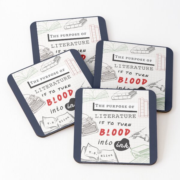 Item preview, T.S. Eliot portrait and quote: The purpose of literature is to turn blood into ink. designed and sold by artbleed.