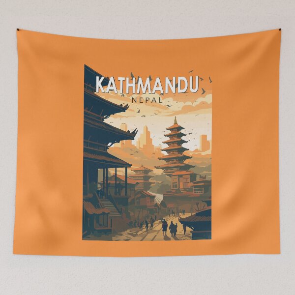Item preview, Kathmandu Nepal Travel Art Vintage designed and sold by KrisSidDesigns.