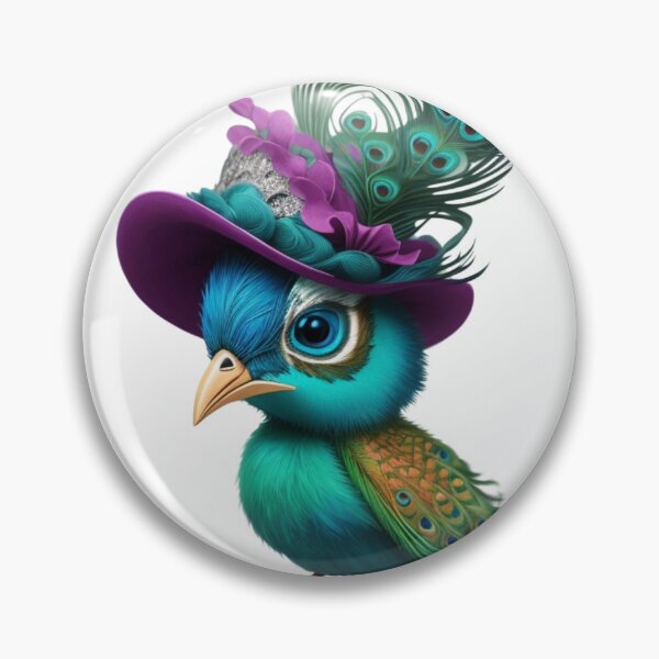 Artikelvorschau, Clipart eines wunderschönen Pfaus, der einen Blumenhut trägt. entworfen und verkauft von Vegasstickers.