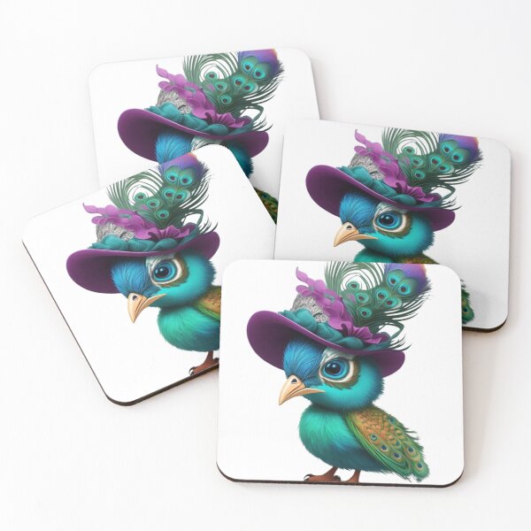 Artikelvorschau, Clipart eines wunderschönen Pfaus, der einen Blumenhut trägt. entworfen und verkauft von Vegasstickers.