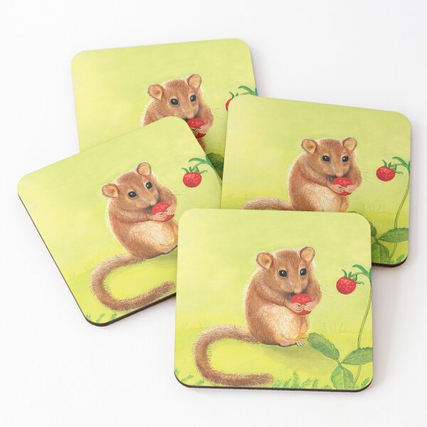 Item preview, Hazel (or Common) Dormouse Eating Woodland Strawberry designed and sold by Julia Doria.