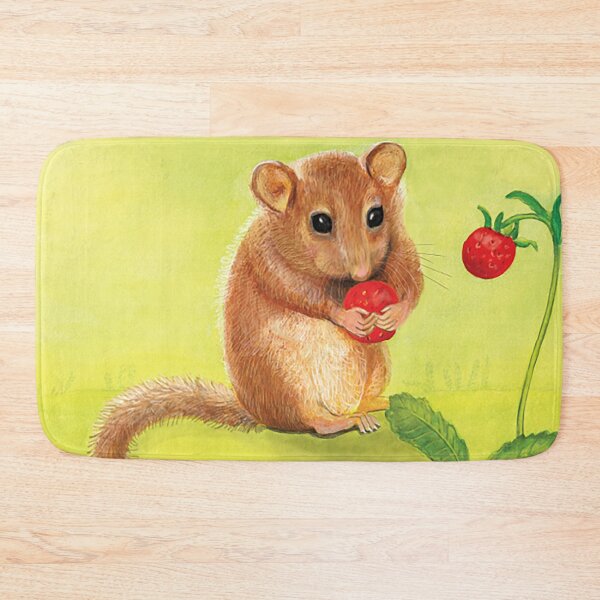 Item preview, Hazel (or Common) Dormouse Eating Woodland Strawberry designed and sold by Julia Doria.
