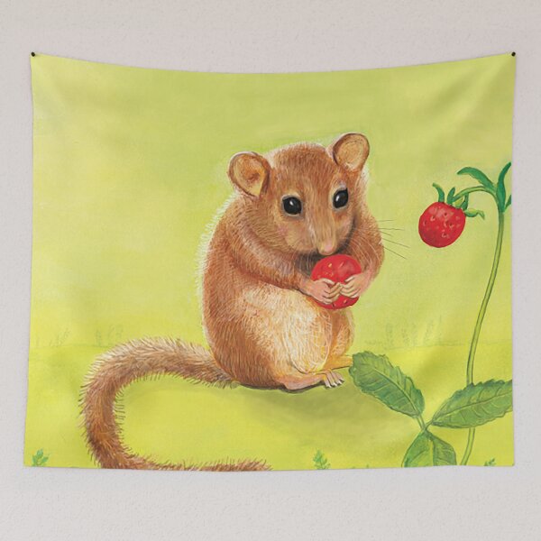 Item preview, Hazel (or Common) Dormouse Eating Woodland Strawberry designed and sold by Julia Doria.
