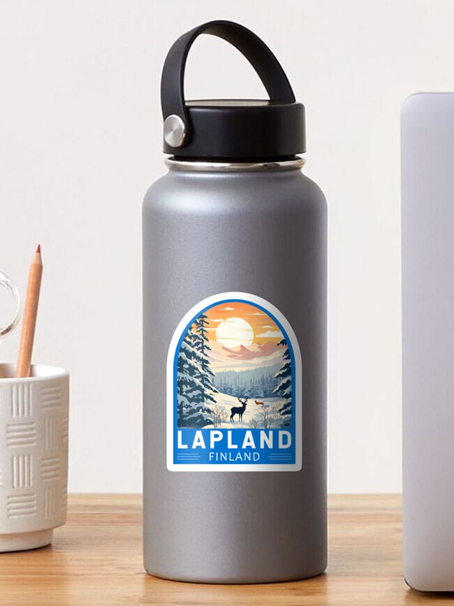 Thumbnail 1 of 3, Sticker, Lapland Finland Travel Art Emblem designed and sold by KrisSidDesigns.