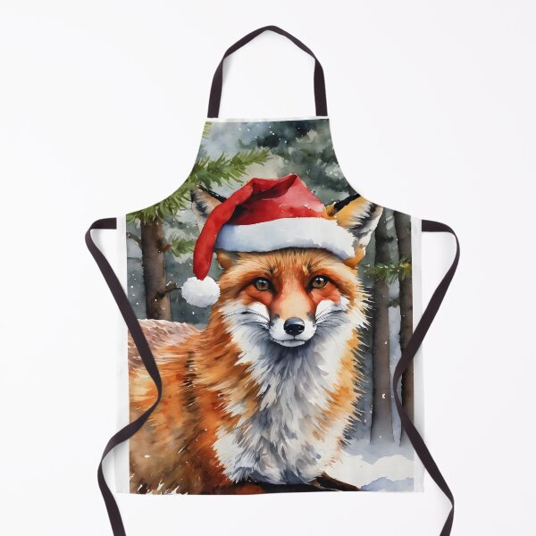 Item preview, Christmas Fox - Winter Scene of Fox in Santa Hat designed and sold by Arwen-Art.