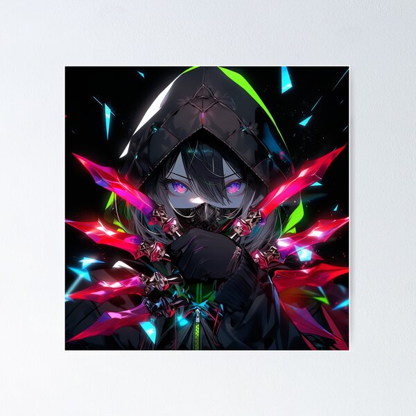 Item preview, Cool Neon Crystal Blade Assassin Anime Girl designed and sold by bubblegoth.