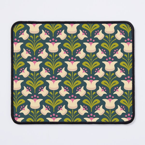 Item preview, KF 0167 A - Vintage Retro 70s Tulips Floral Pattern in Green and Pink designed and sold by KhakiFinch.