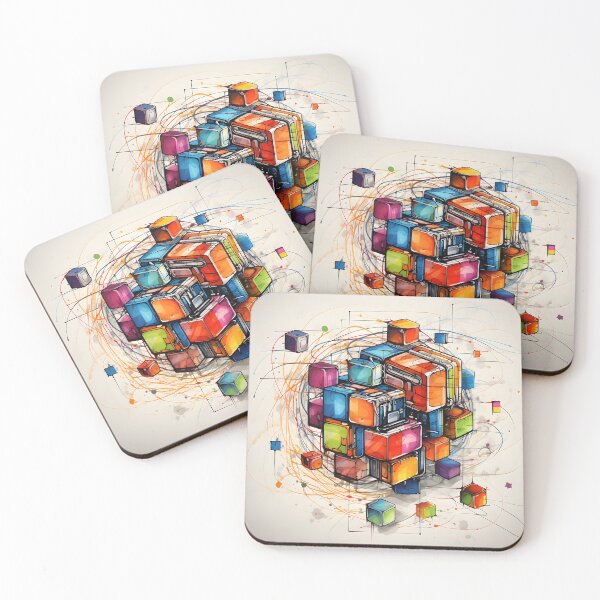 Item preview, Abstract Rubik's Cube Mosaic designed and sold by inkArtistryfine.