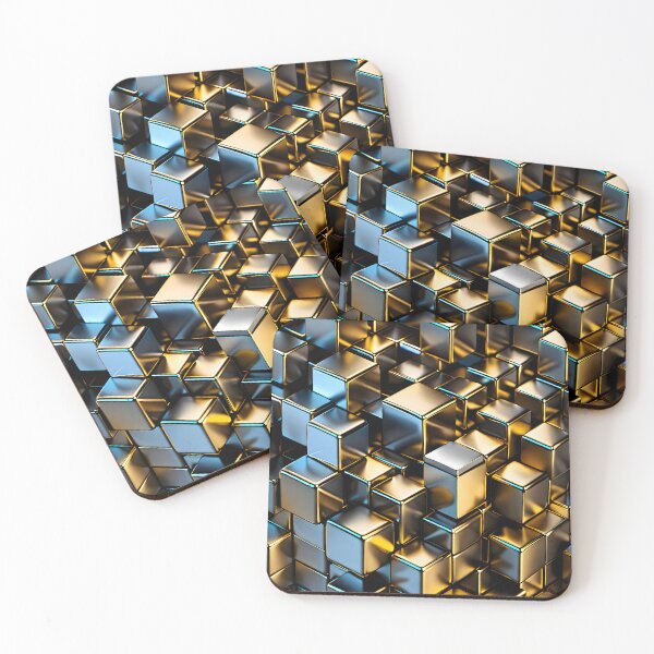 Item preview, Metallic cubes which have one side in gold and one in blue  designed and sold by CoolVisionStd.