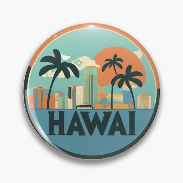 Item preview, Hawaii con el centro de la ciudad y el océano | Estilo de dibujo designed and sold by CircinusStore.