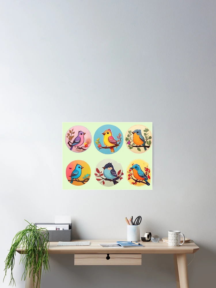 Thumbnail 2 of 3, Poster, Colorful Birds designed and sold by Rislam.