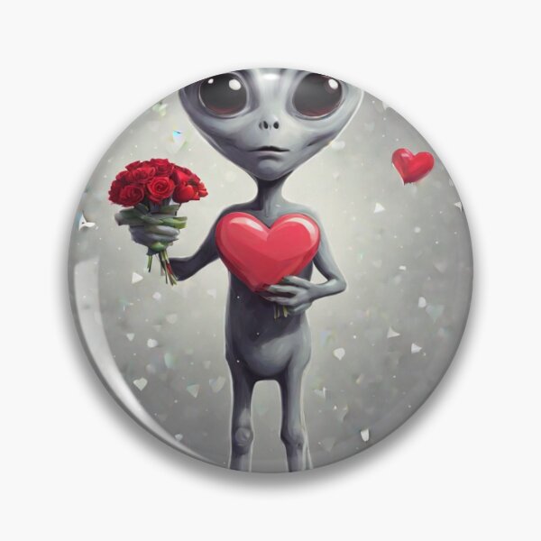 Item preview, Un extraterrestre gris que celebra el día de San Valentín, mosaico artístico, octubre de 2023 designed and sold by tileartwork.
